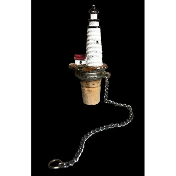 WTU Lighthouse Bottle Stopper Wine Liquor with Chain 3.75" Vintage Nautical Deco - Picture 3 of 10